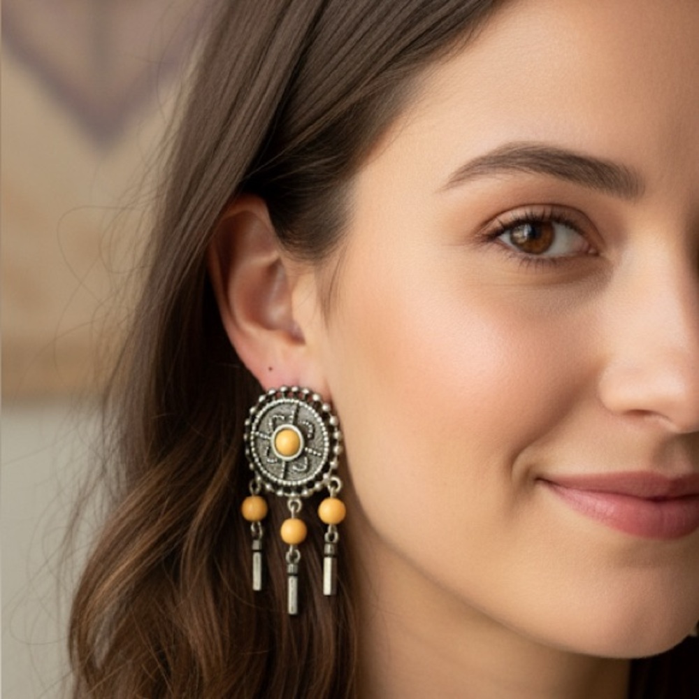 VINTAGE Large Southwestern Style Dangle Earrings